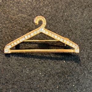 Vintage Elegant Gold Tone Hanger Brooch with Crystals